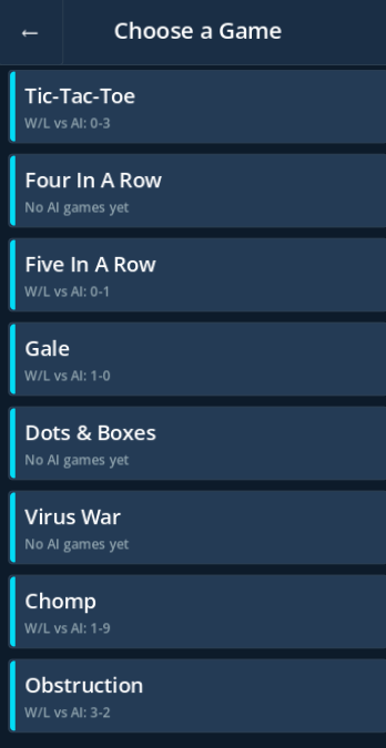 Game Selection (Dark)